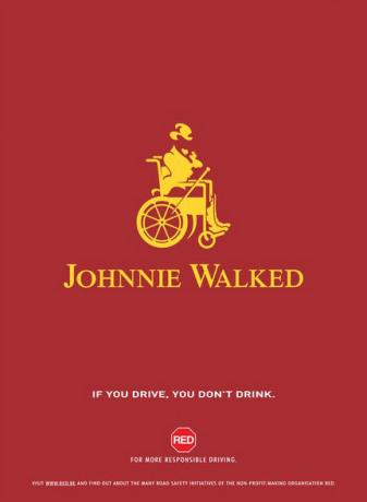 Stunting the Johnnie Walker walking man campaign is this antidrinking ad 